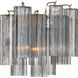Addis Bath Wall Light in Aged Brass, Tronchi Glass Smoke