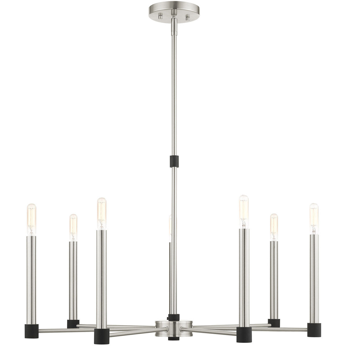 Karlstad 7 Light 28 inch Brushed Nickel with Satin Brass Accents Chandelier Ceiling Light