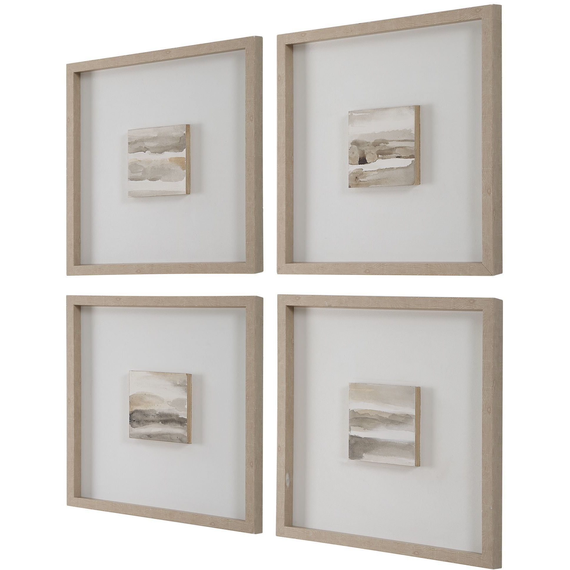 Studying Sepia 25.6 X 25.6 inch Hand Painted Canvases, Set of 4