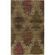Brocade 36 X 24 inch Dark Brown, Camel, Burgundy, Dark Green Rug