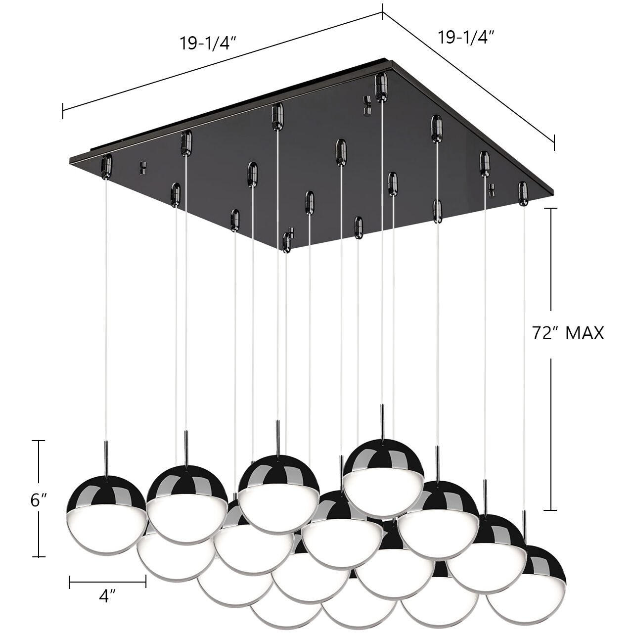 Pluto Multi Pendant Ceiling Light in Chrome