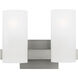 Drew & Jonathan Scott Rhode 2 Light 12.13 inch Brushed Steel Vanity Light Wall Light