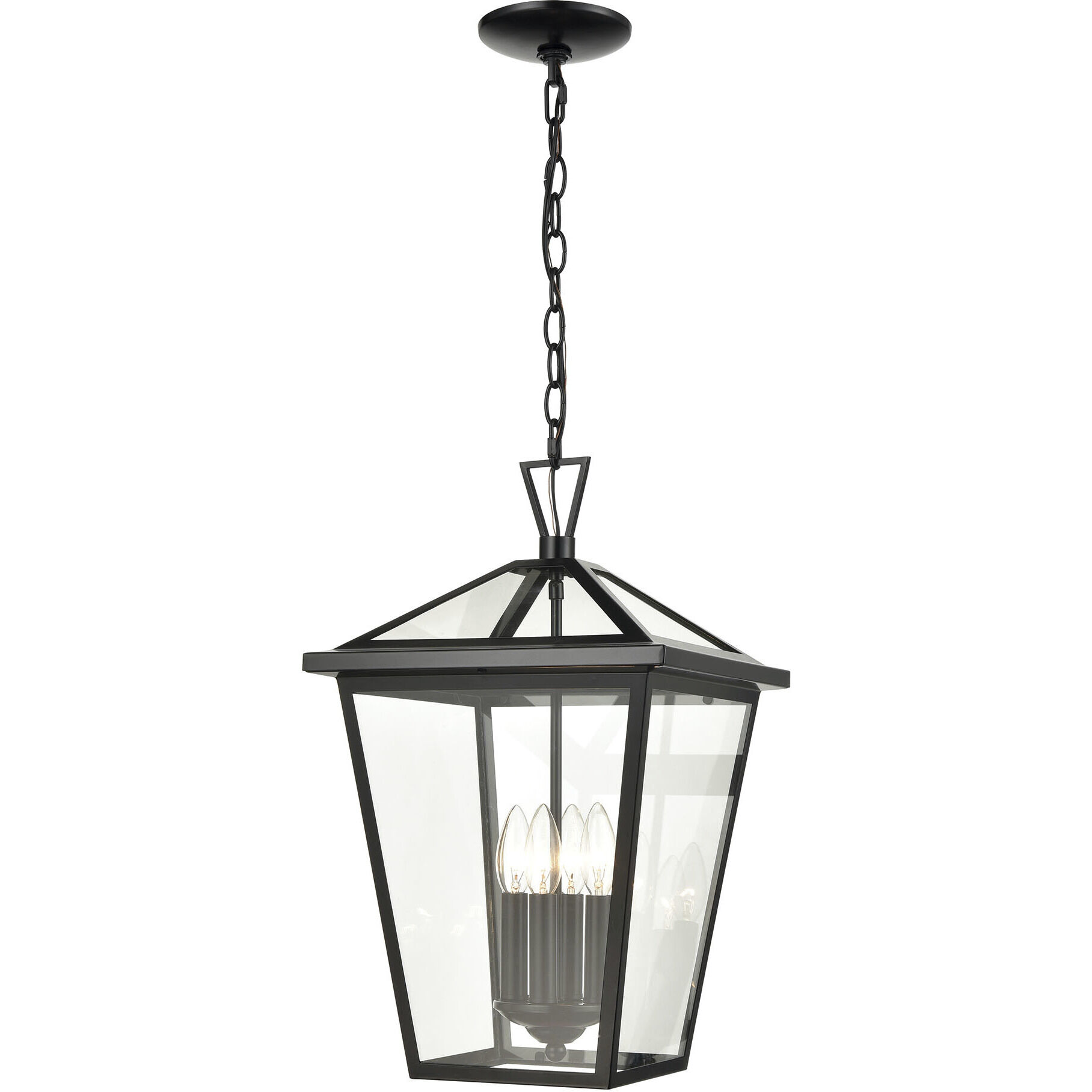 Main Street 4 Light 12 inch Black Outdoor Pendant