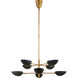 AERIN Graphic 8 Light 38 inch Hand-Rubbed Antique Brass Two-Tier Chandelier Ceiling Light in Black, Large
