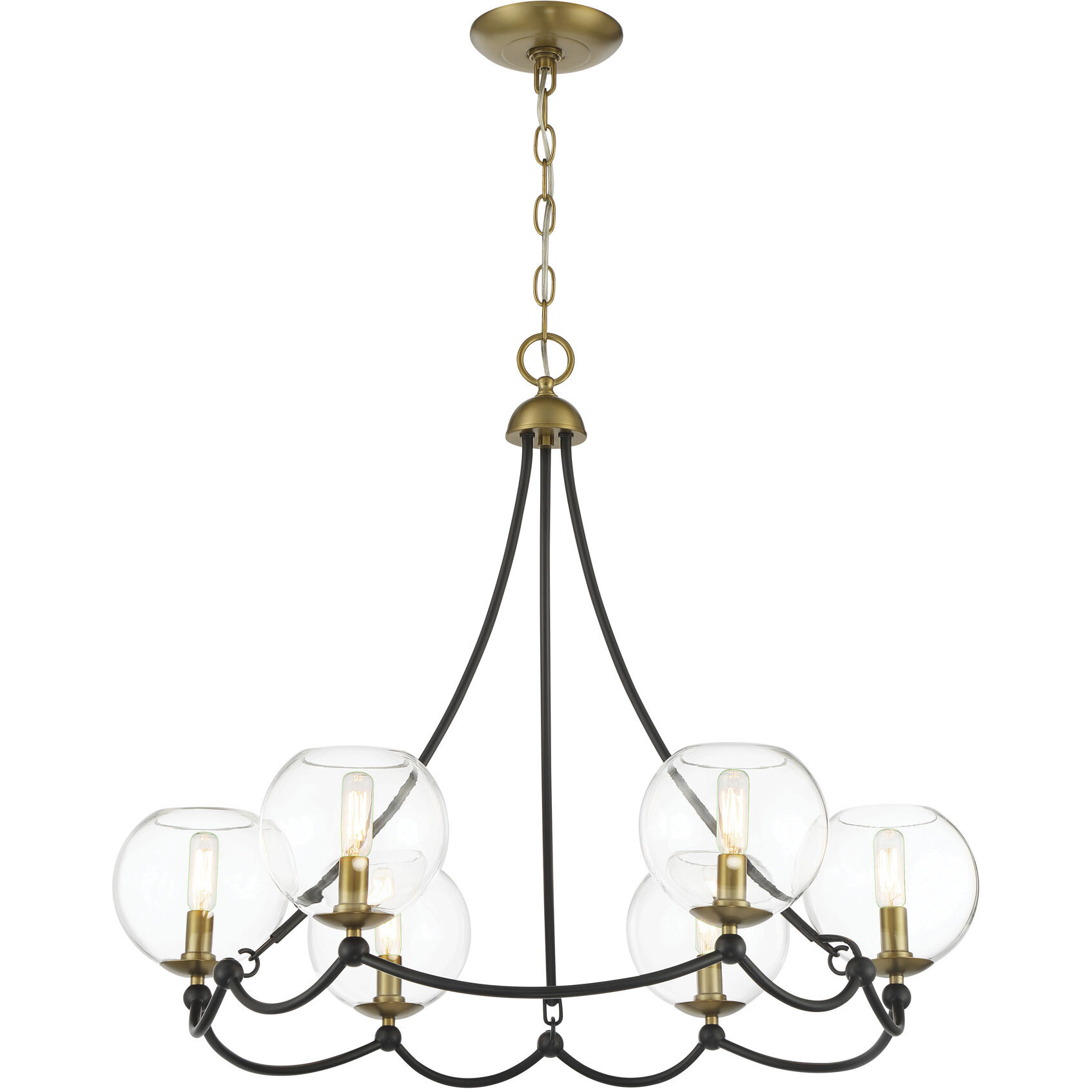 Vantage Kearney Park 6 Light 29 inch Coal and Soft Brass Chandelier Ceiling Light