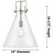 Newton Cone 1 Light 14 inch Matte Black Pendant Ceiling Light in Clear Glass