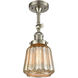 Franklin Restoration Chatham 1 Light 6 inch Brushed Satin Nickel Sconce Wall Light in Mercury Glass, Franklin Restoration