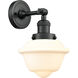 Franklin Restoration Small Oxford 1 Light 8 inch Matte Black Semi-Flush Mount Ceiling Light in Matte White Glass, Franklin Restoration