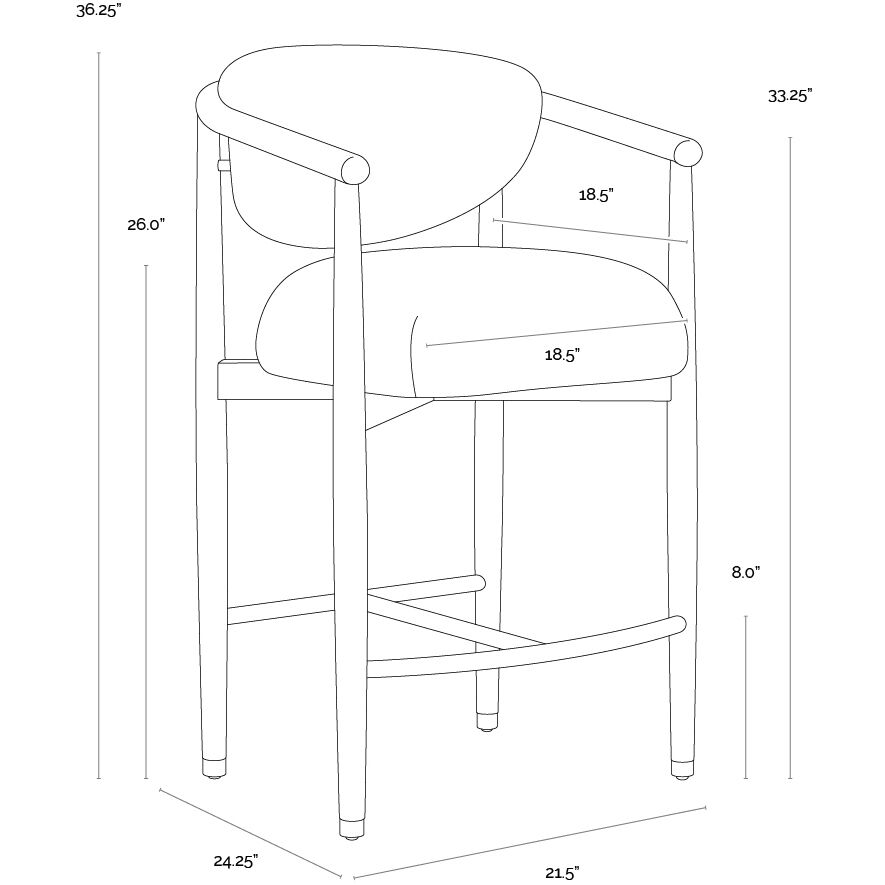 Sigrid 36.25 inch Antique Brown / Gifford Script Counter Stool