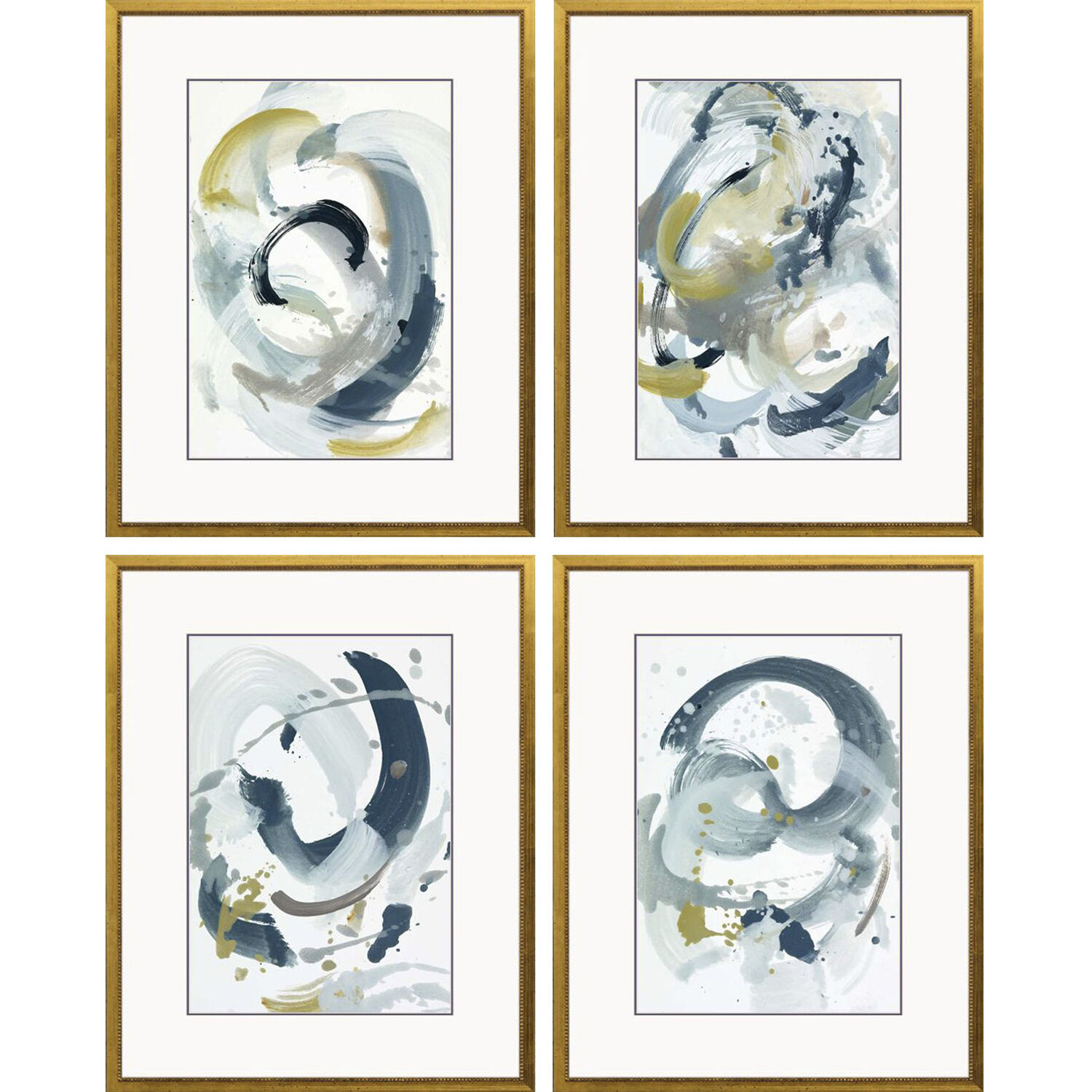 Abstract Blue and Gray and White Framed Art