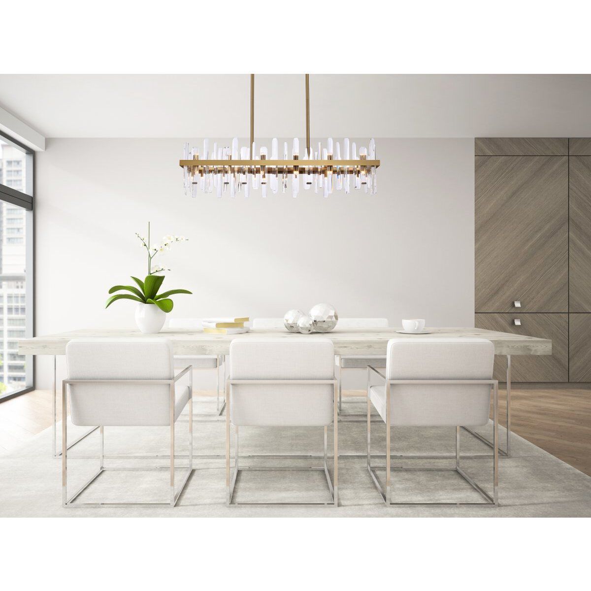 Serena 24 Light 42 inch Satin Gold Linear Chandelier Ceiling Light