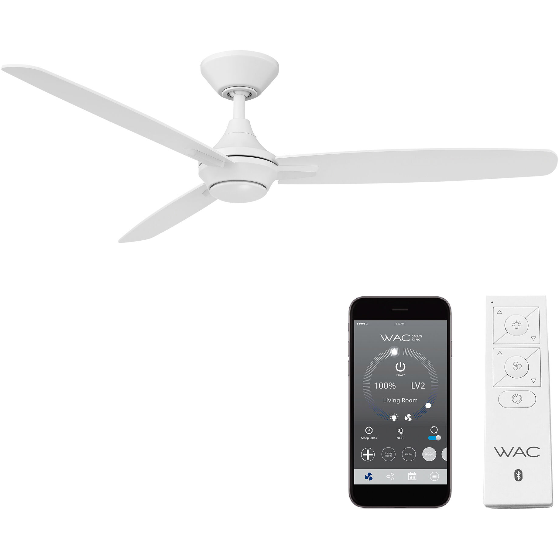 Blitzen 54 inch Matte White Downrod Ceiling Fans, Smart Fan