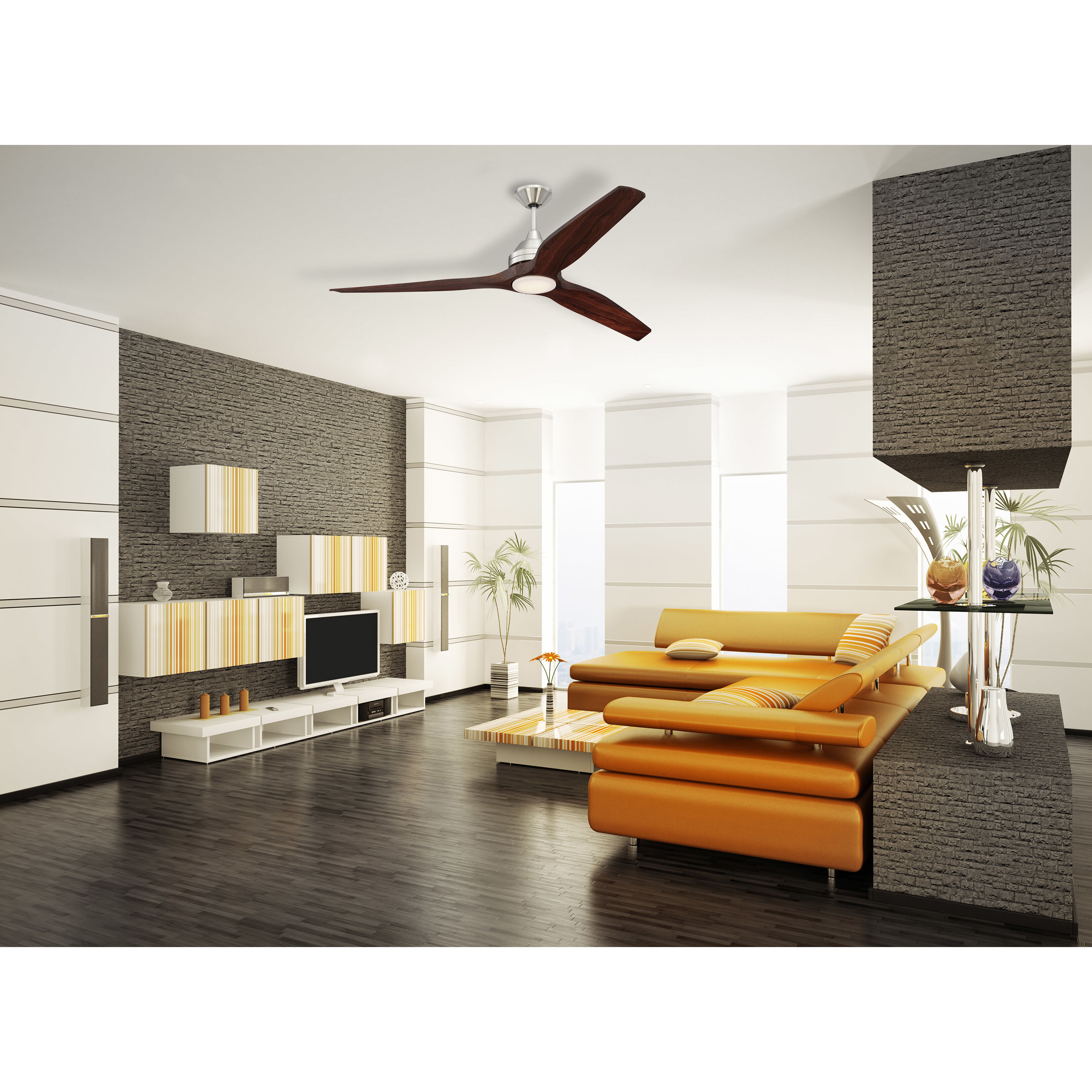 Limerick 60 inch Brushed Polished Nickel with Mahogany Blades Indoor/Outdoor Ceiling Fan