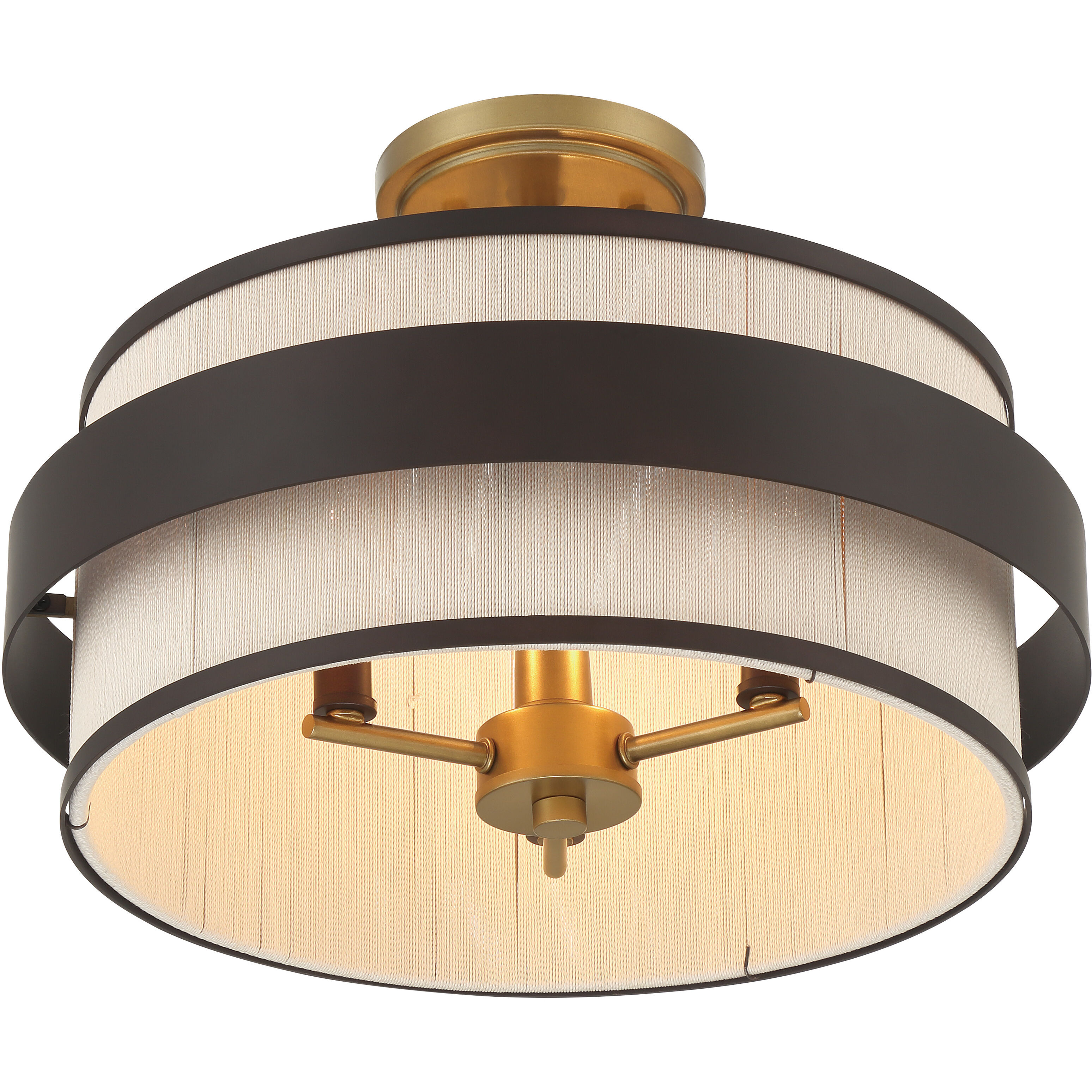 Harbor Wrap 3 Light 16 inch Legacy Brass and Dark Bronze Semi Flush Ceiling Light