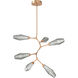 Aalto LED 38.8 inch Novel Brass Chandelier Ceiling Light in 3000K LED, Optic Rib Smoke, Modern Vine