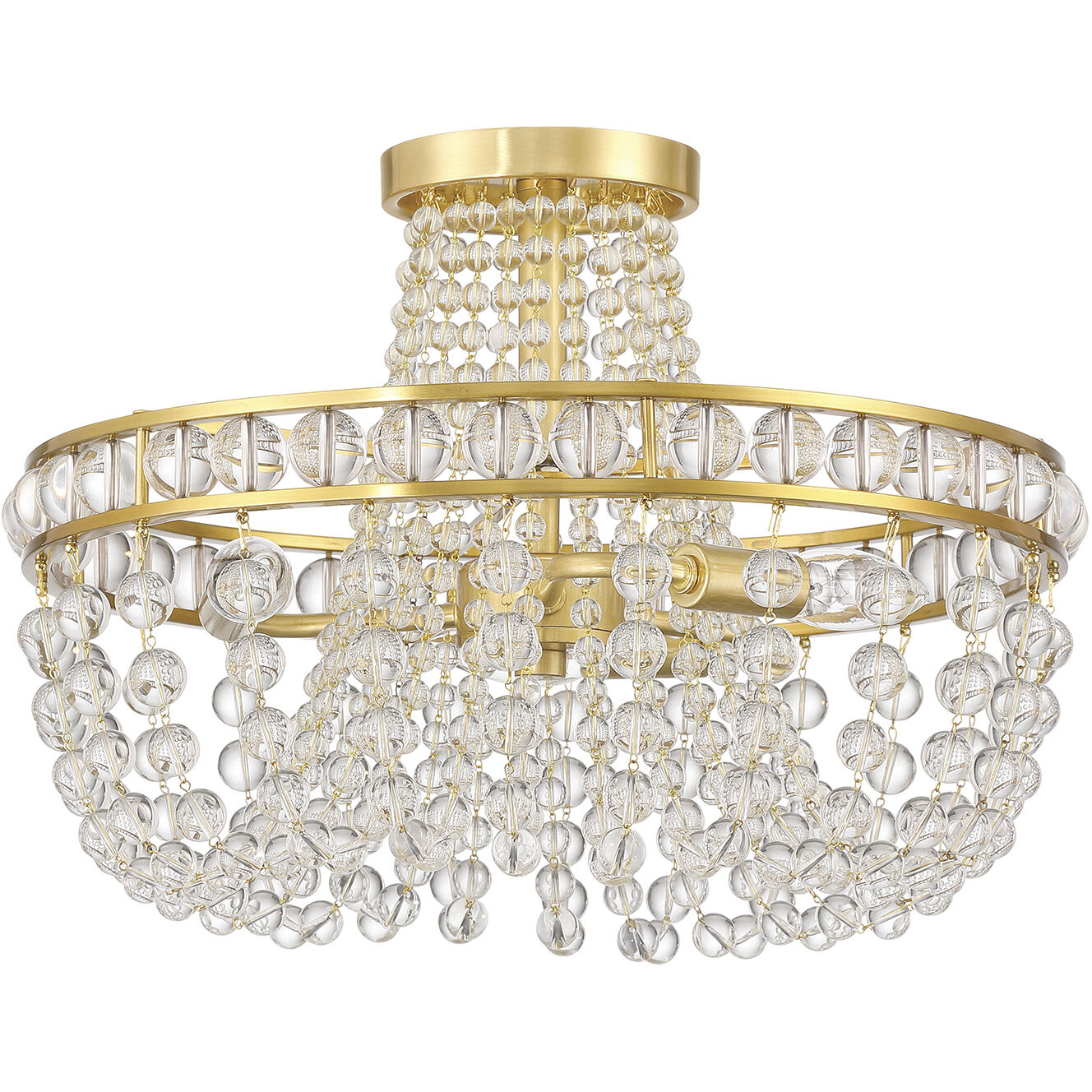 Seville 3 Light 16.5 inch Aged Brass Semi Flush Ceiling Light