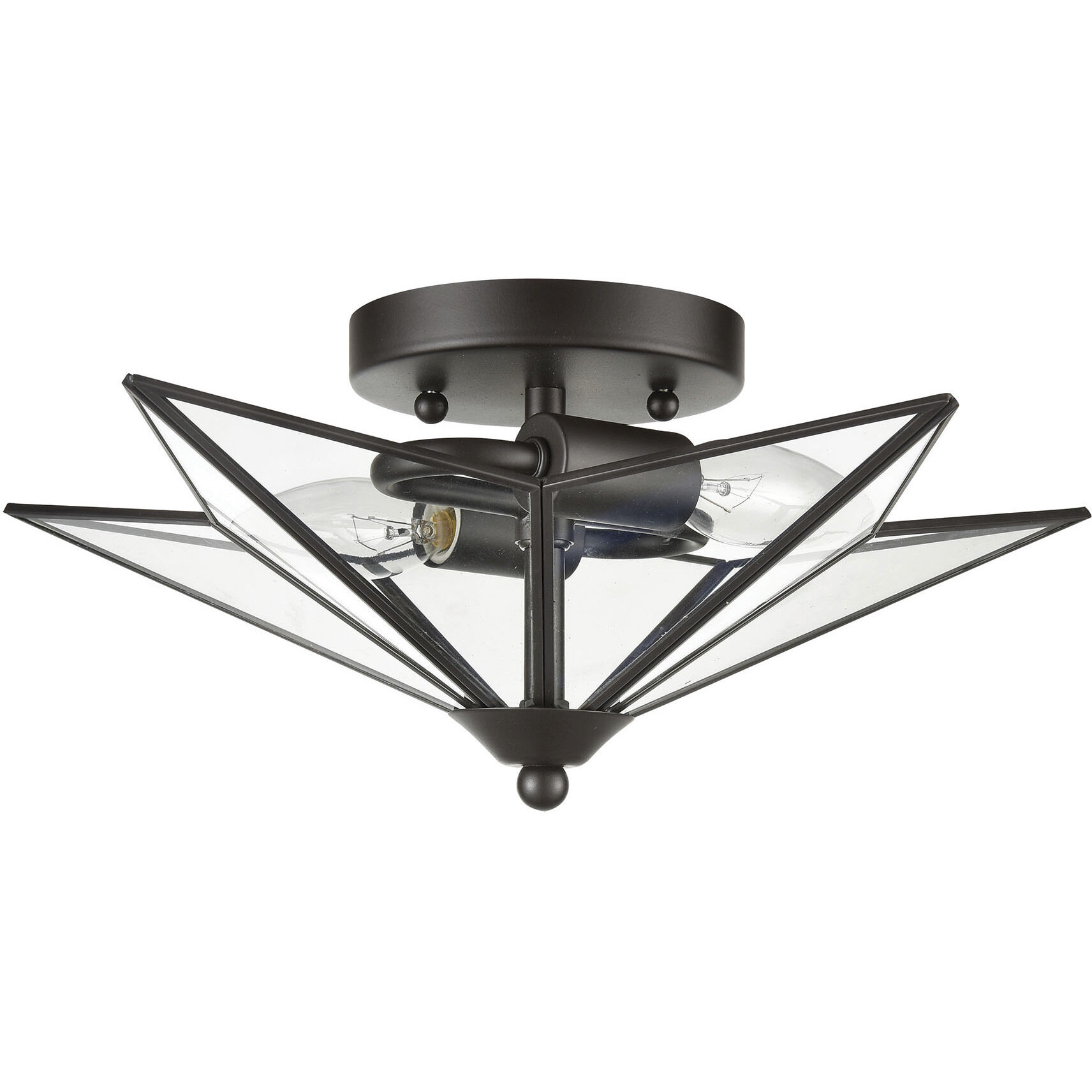 Moravian Star 2 Light 14 inch Oil Rubbed Bronze Flush Mount Ceiling Light