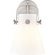 Pilaster II Cone Sconce Wall Light in Satin Nickel, Matte White Glass