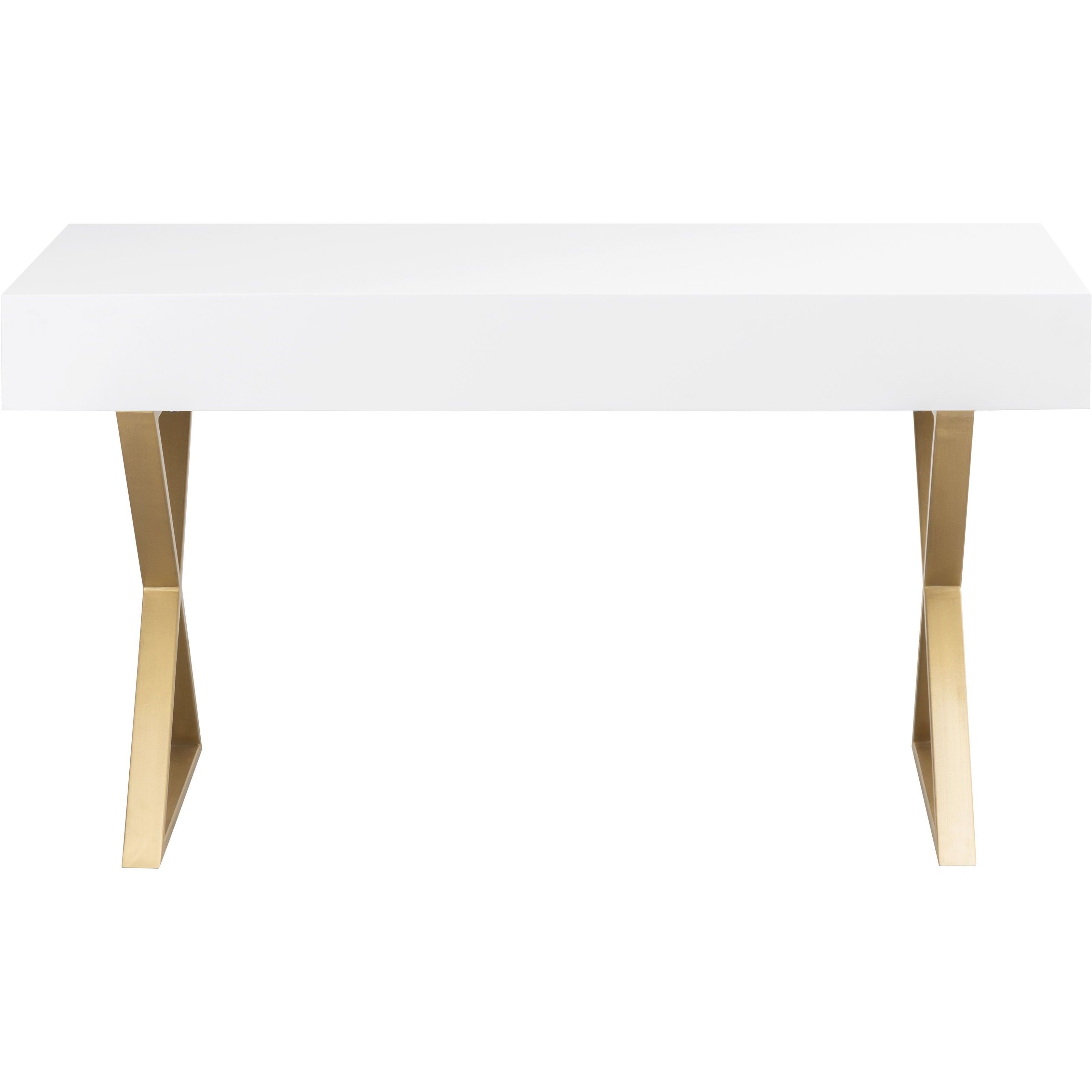 Guilford 54 X 25.5 inch White with Satin Brass Desk