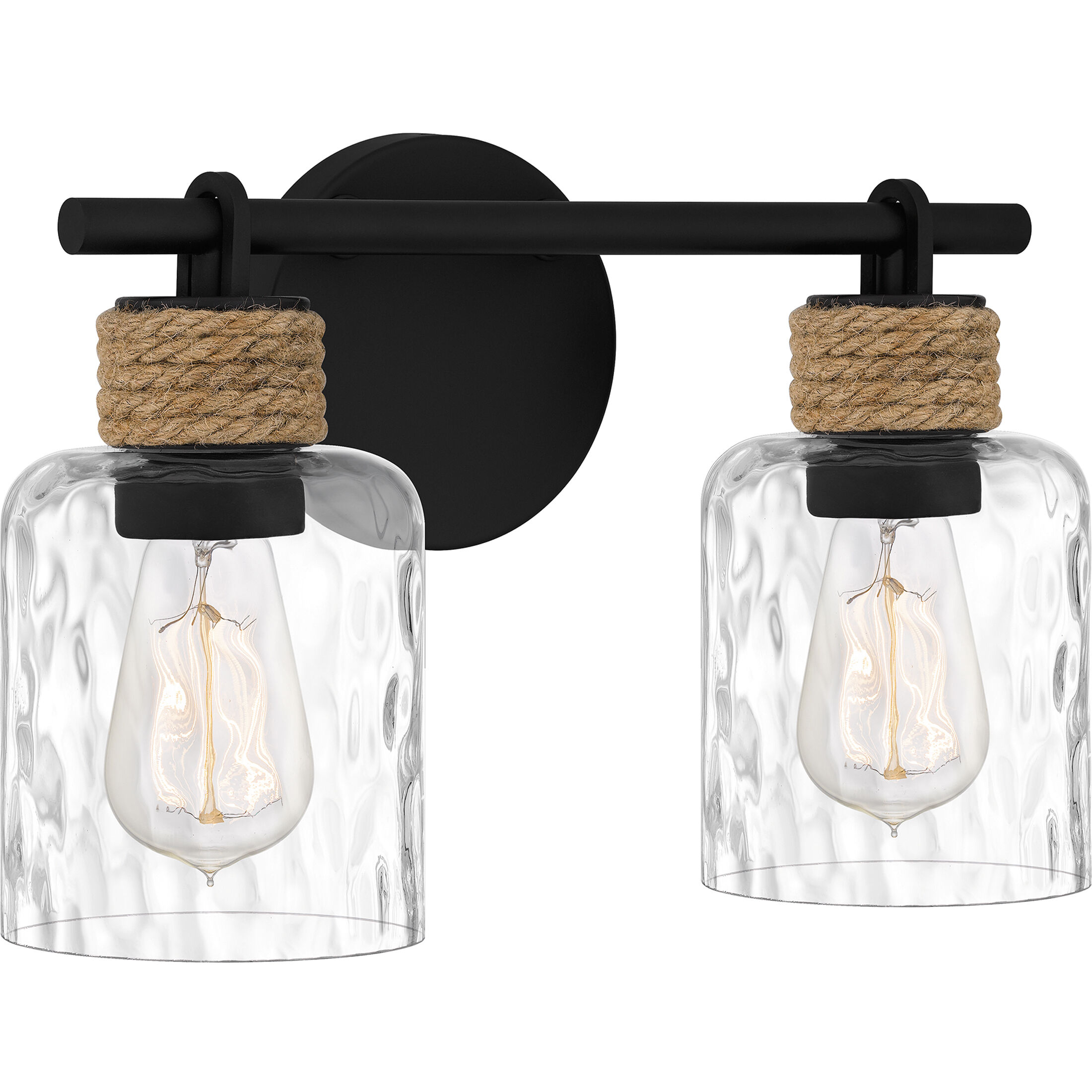 Baltic 2 Light 15 inch Matte Black Bath Light Wall Light