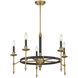 Consulate 5 Light 28 inch Matte Black and Warm Brass Chandelier Ceiling Light