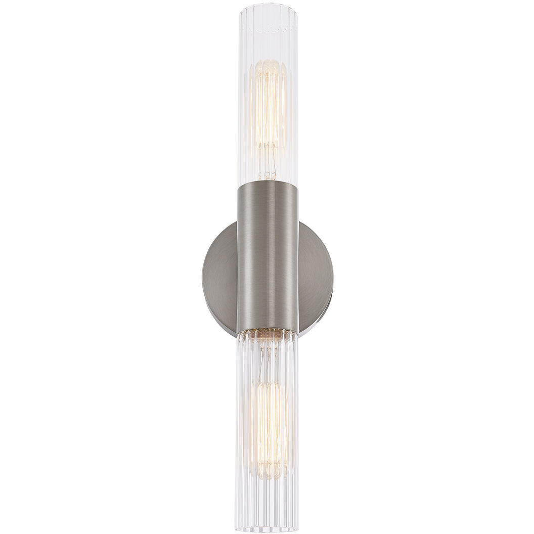 Fusion Collection - Rimini Family 2 Light 4.25 inch Brushed Nickel ADA Wall Sconce Wall Light, EVOLV