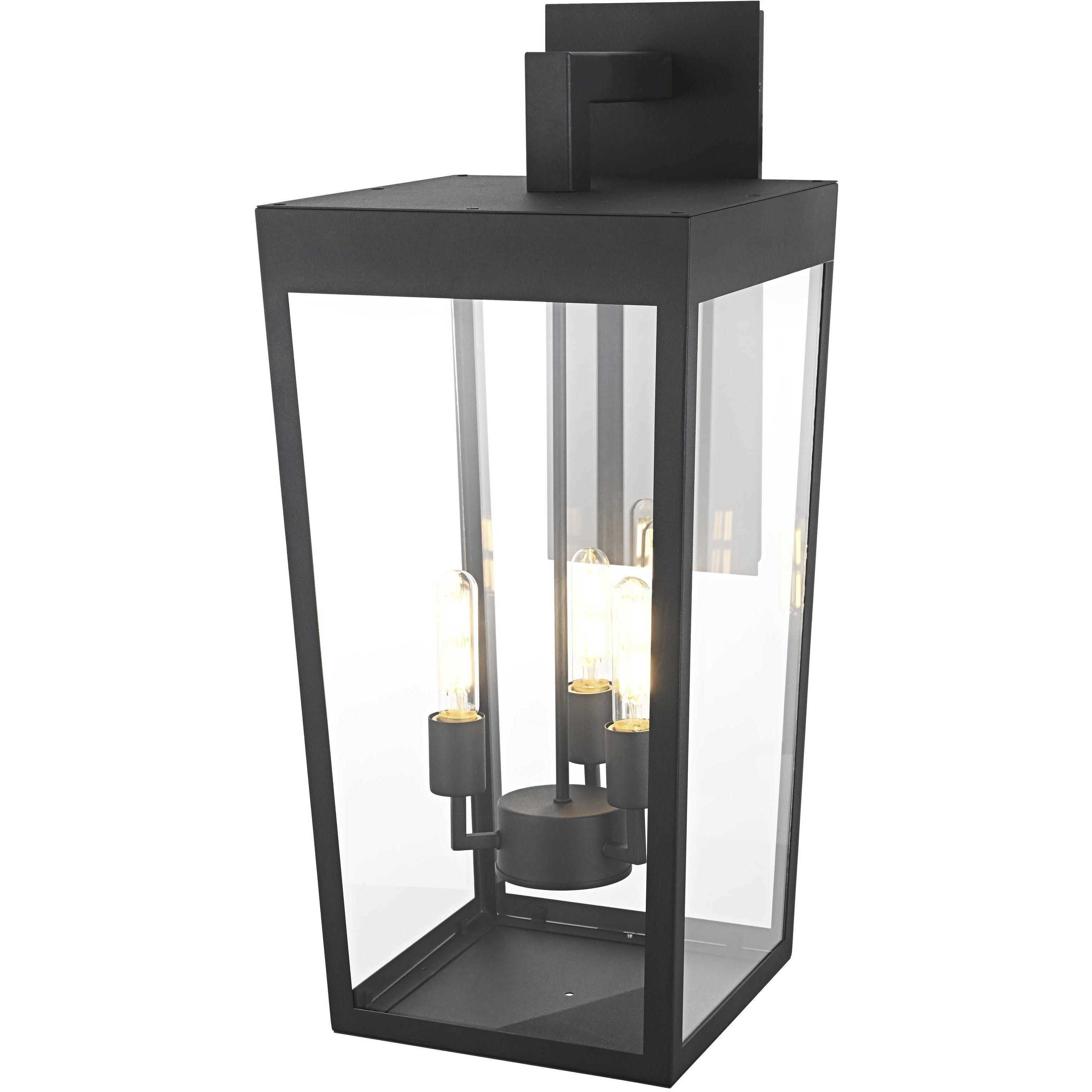William 3 Light 28 inch Black Outdoor Wall Sconce