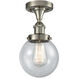 Ballston Beacon LED 6 inch Brushed Satin Nickel Flush Mount Ceiling Light in Seedy Glass, Ballston