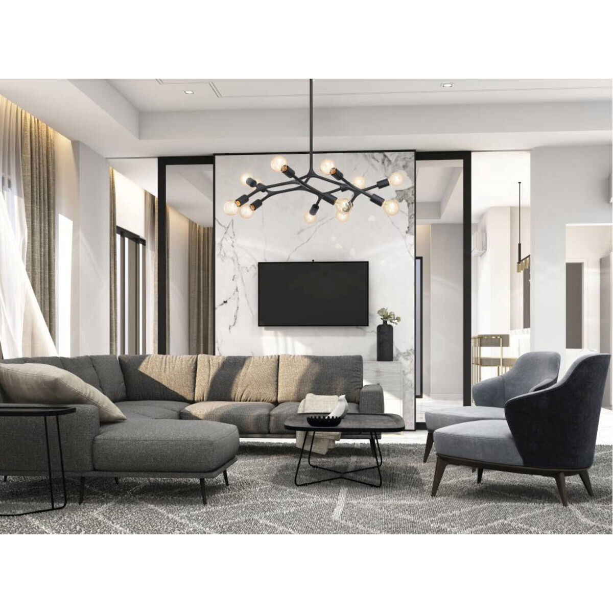 Bocadella 12 Light 35.24 inch Matte Black Pendant Ceiling Light