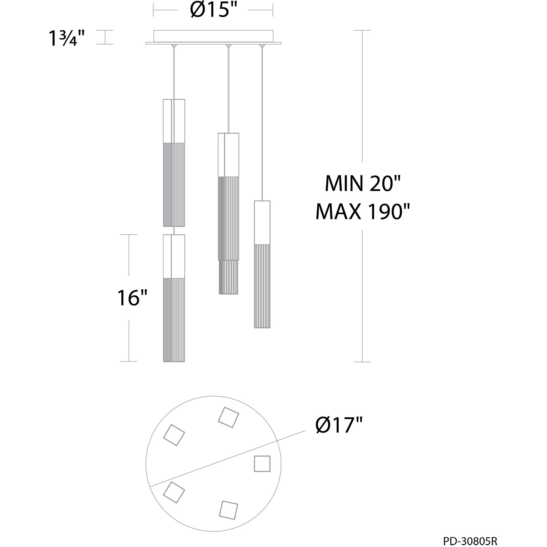 Cinema LED 17 inch Black Indoor Hanging Lighting Ceiling Light