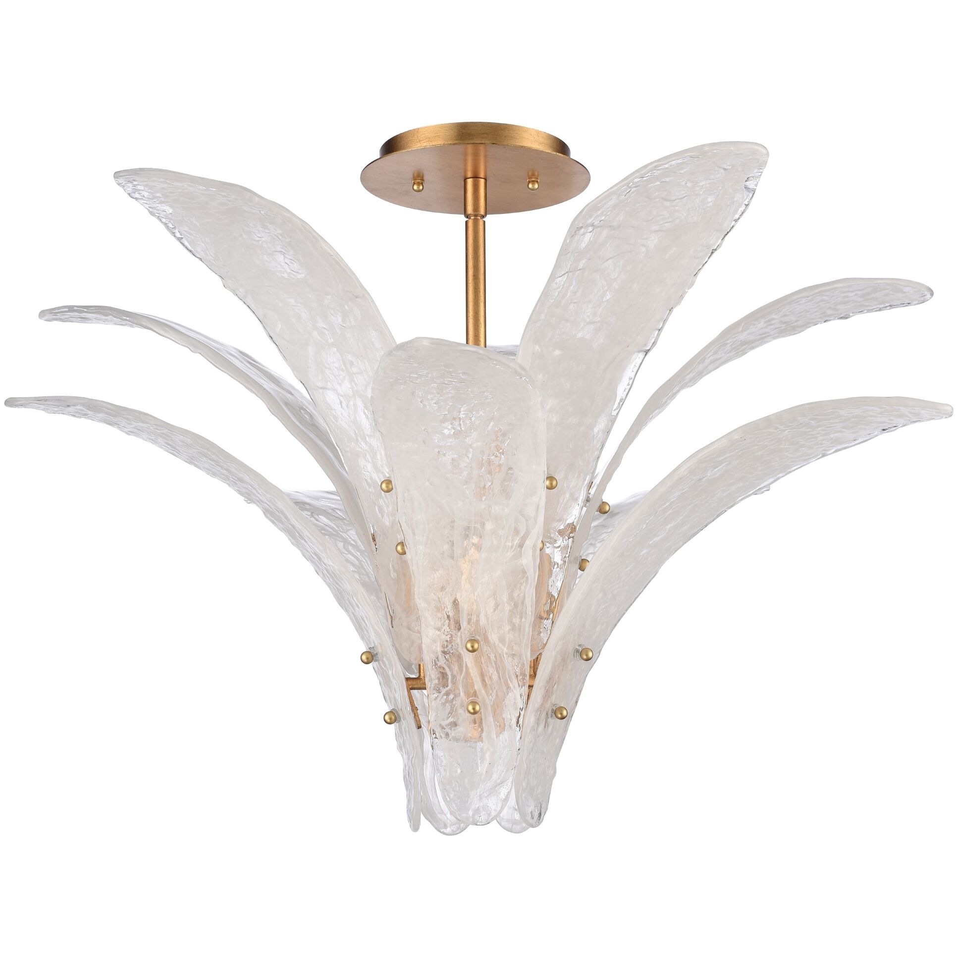 Fiore 5 Light 20 inch Antique Gold Leaf Semi Flush Ceiling Light