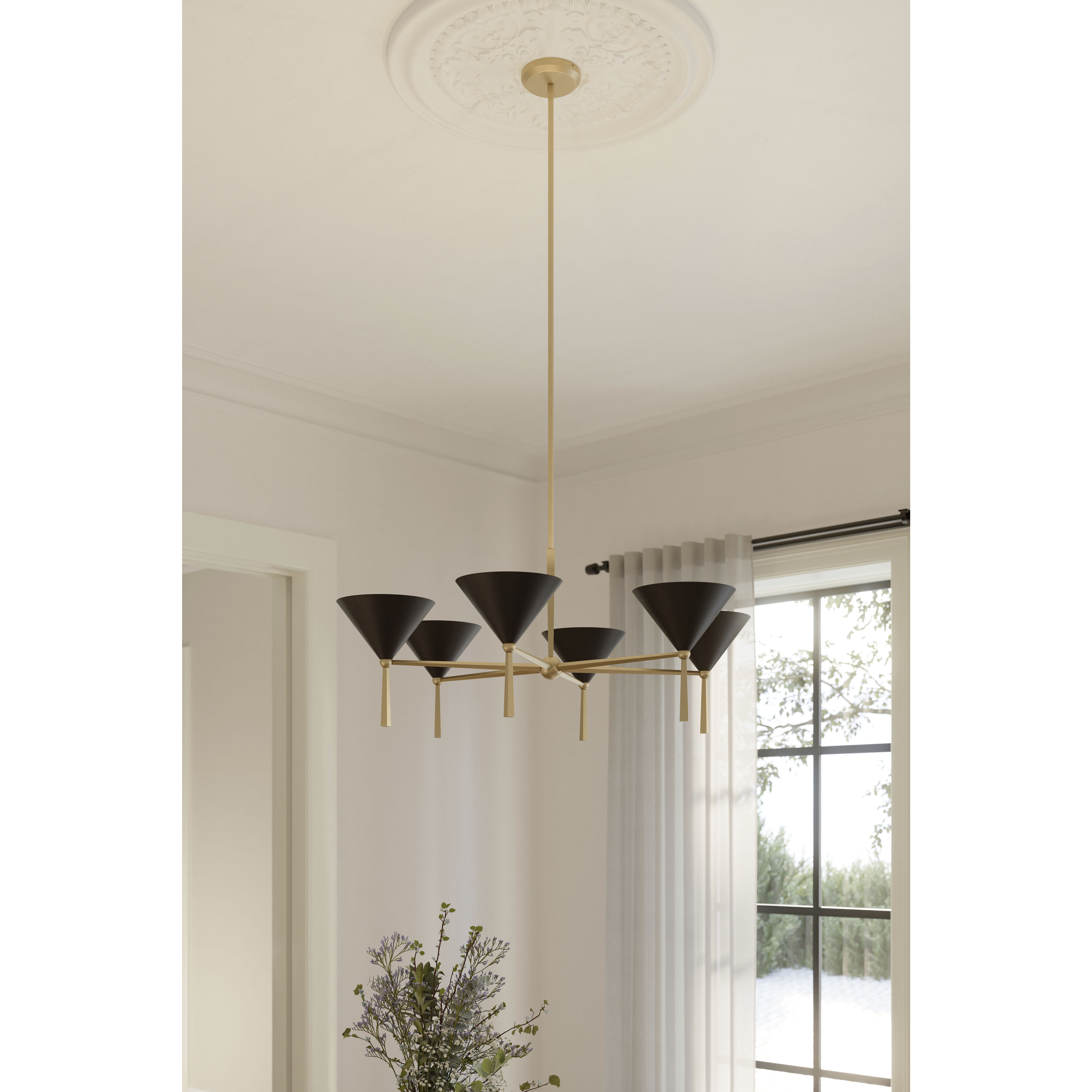 Cortan 6 Light 36 inch Legacy Brass and Dark Bronze Chandelier Ceiling Light