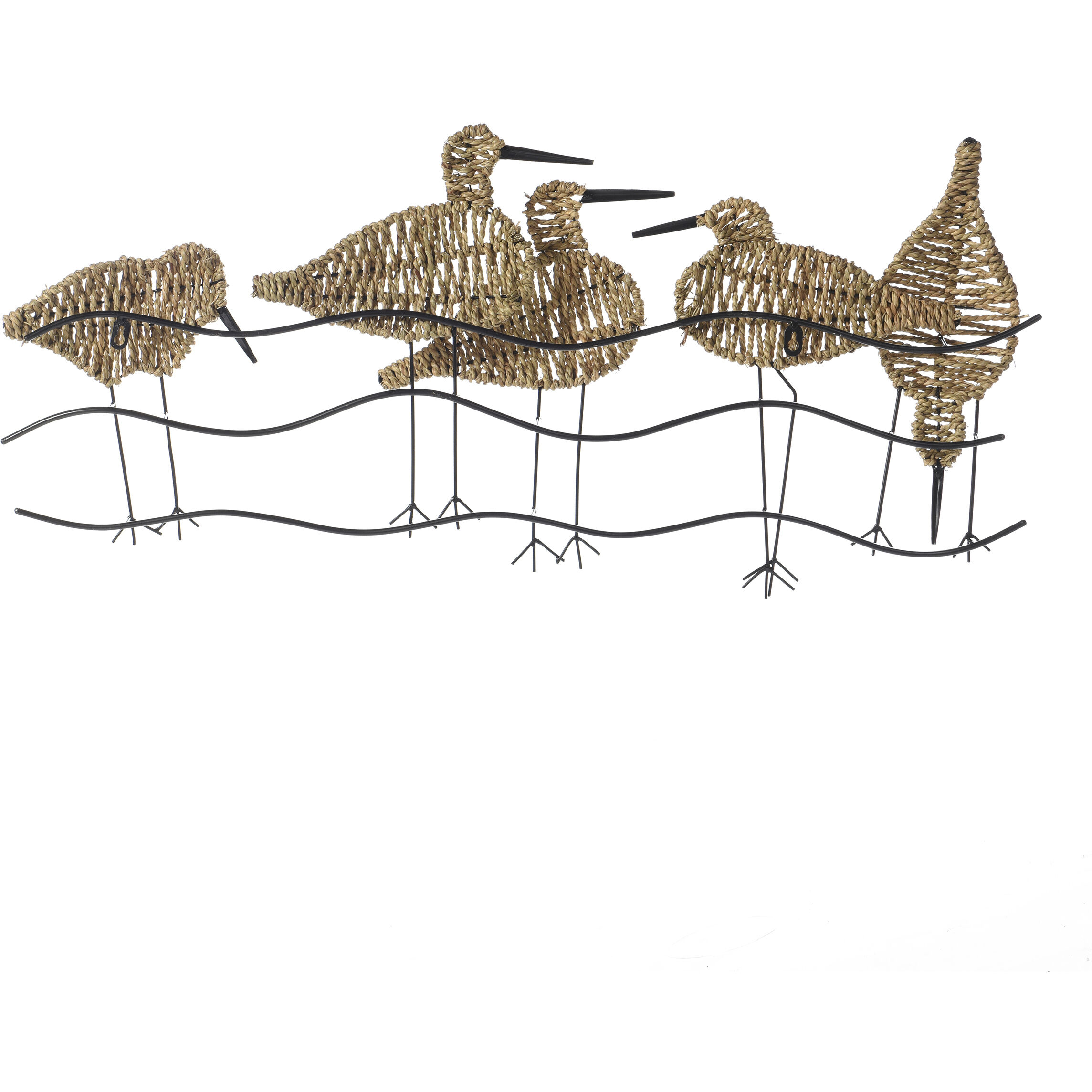 Cameron Natural Woven Seagrass and Silver Metal Wall Art