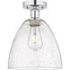 Edison Bristol Glass 1 Light 9 inch Brushed Satin Nickel Semi-Flush Mount Ceiling Light in Matte White Glass