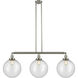 Franklin Restoration XX-Large Beacon 3 Light 44 inch Brushed Satin Nickel Island Light Ceiling Light in Seedy Glass, Franklin Restoration