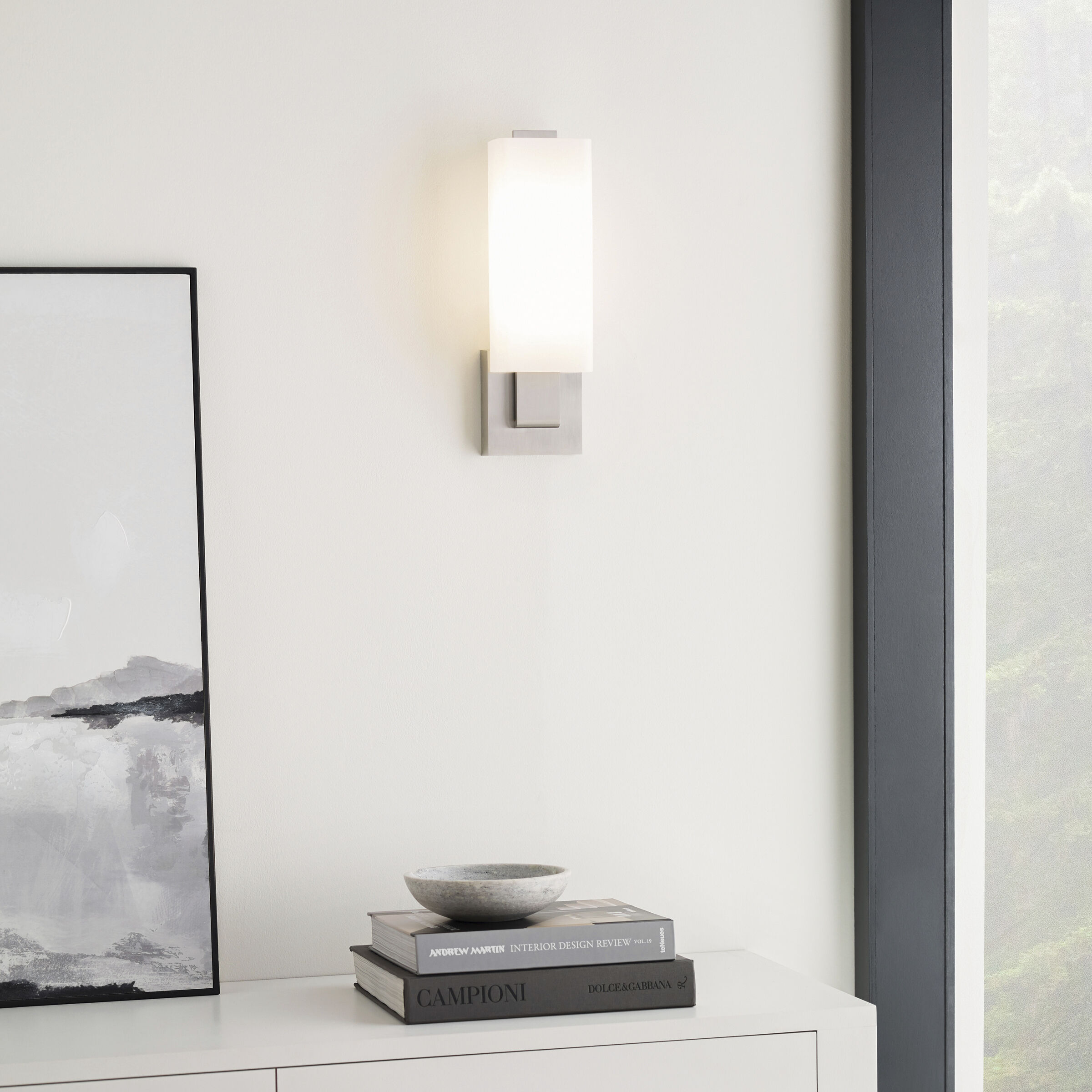Sean Lavin Kisdon LED Satin Nickel ADA Wall Light, Integrated LED