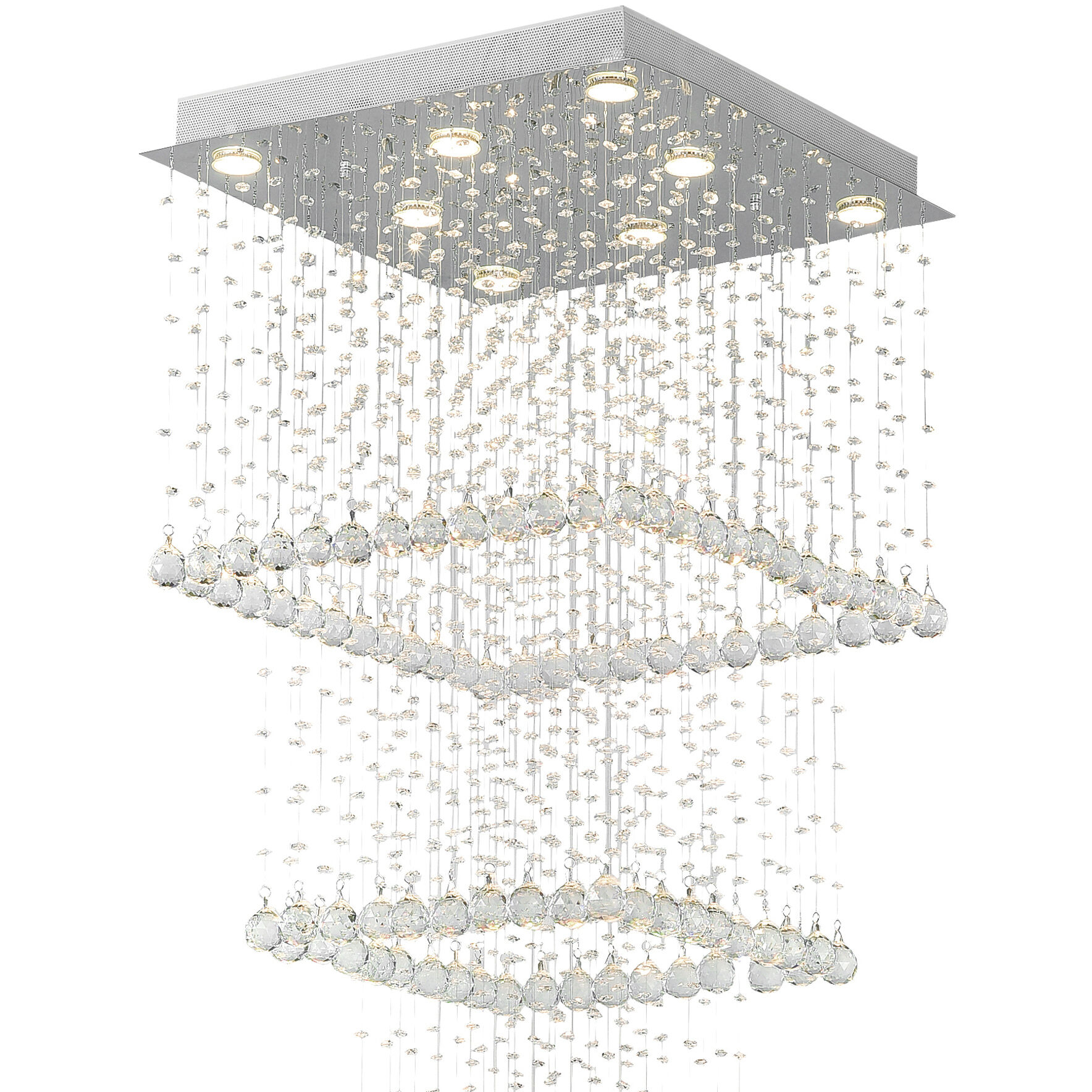 Square 8 Light 24 inch Chrome Flush Mount Ceiling Light