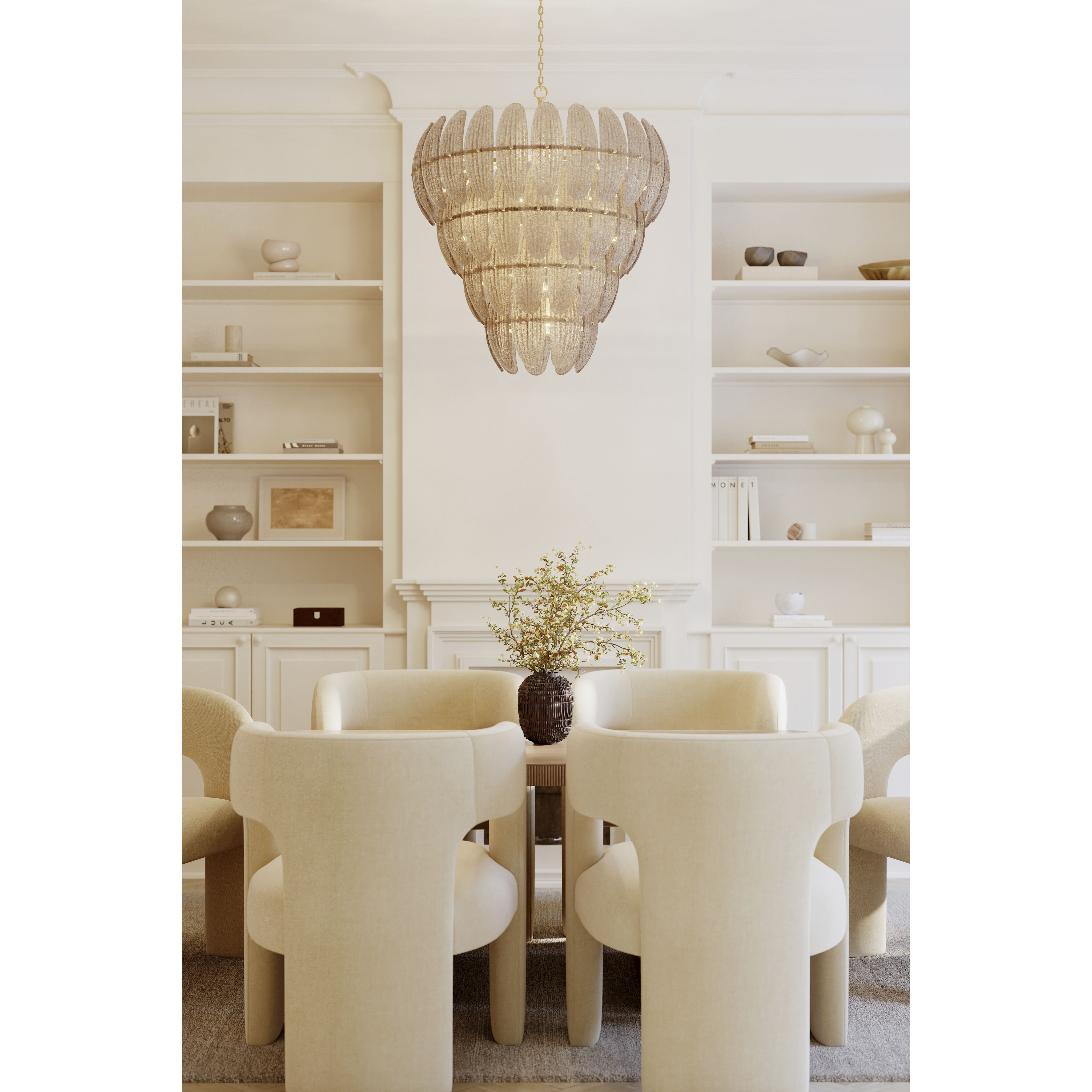 Marclaire 15 Light 32.75 inch Legacy Brass Pendant Ceiling Light in Grey Textured Handmade Glass