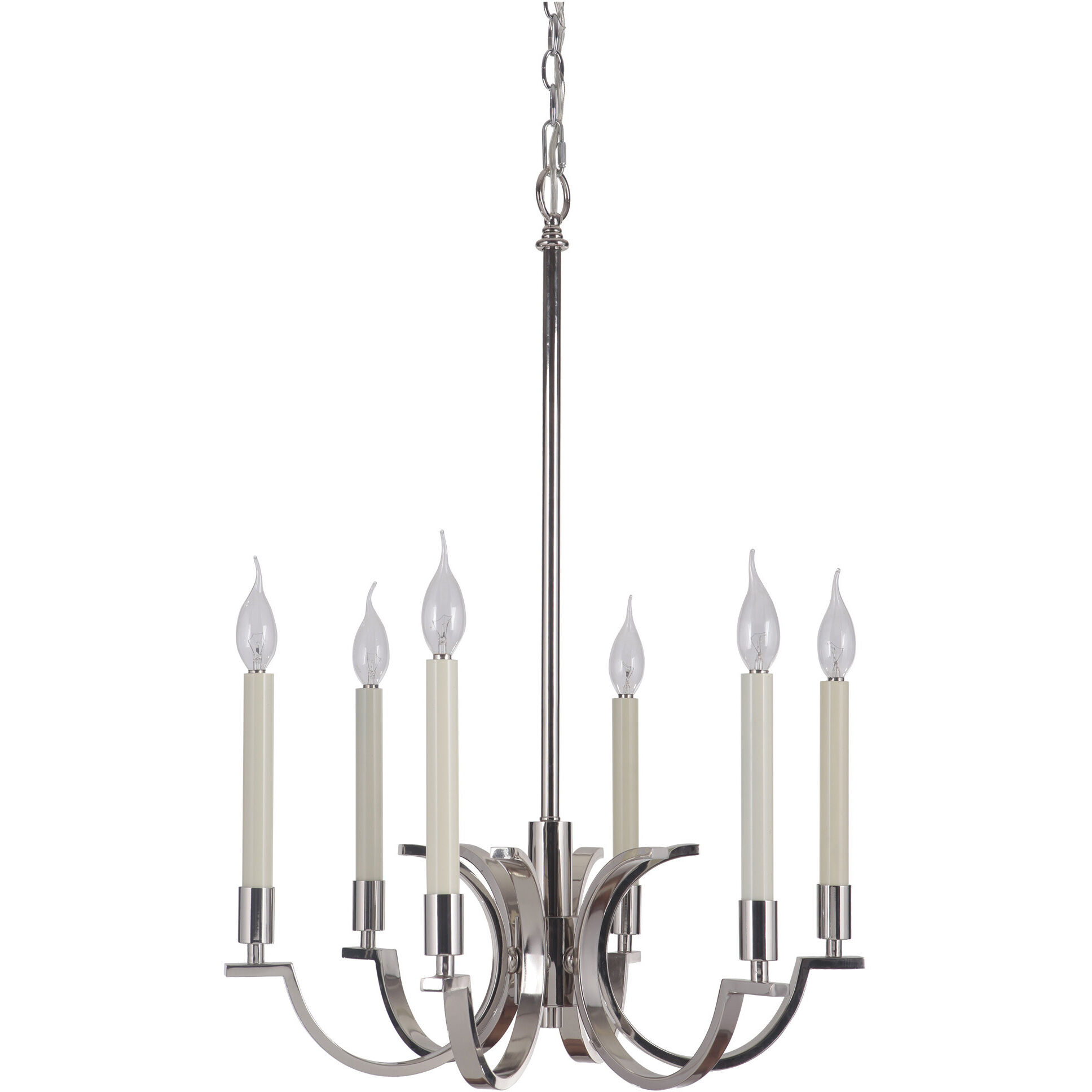Crescent 6 Light 21.06 inch Polished Nickel Chandelier Ceiling Light, Jeremiah