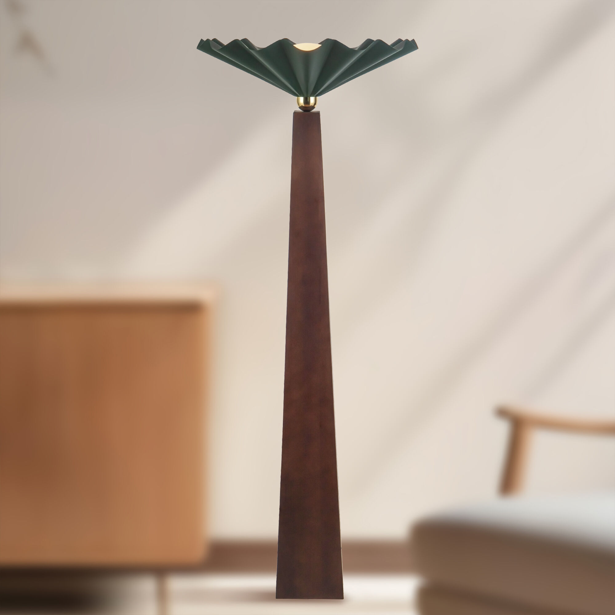 Furrow 65 inch 60 watt Pine Green Floor Lamp Portable Light