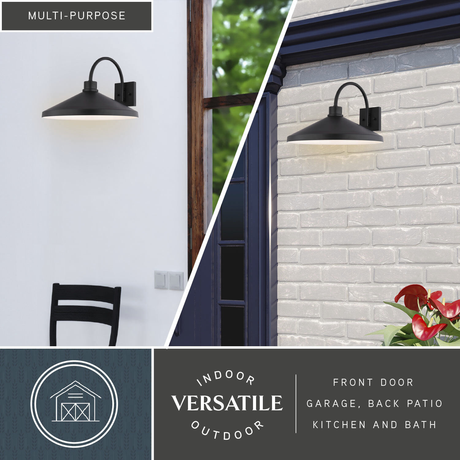 Highland Park 1 Light 11.75 inch Matte Black and White Outdoor Wall