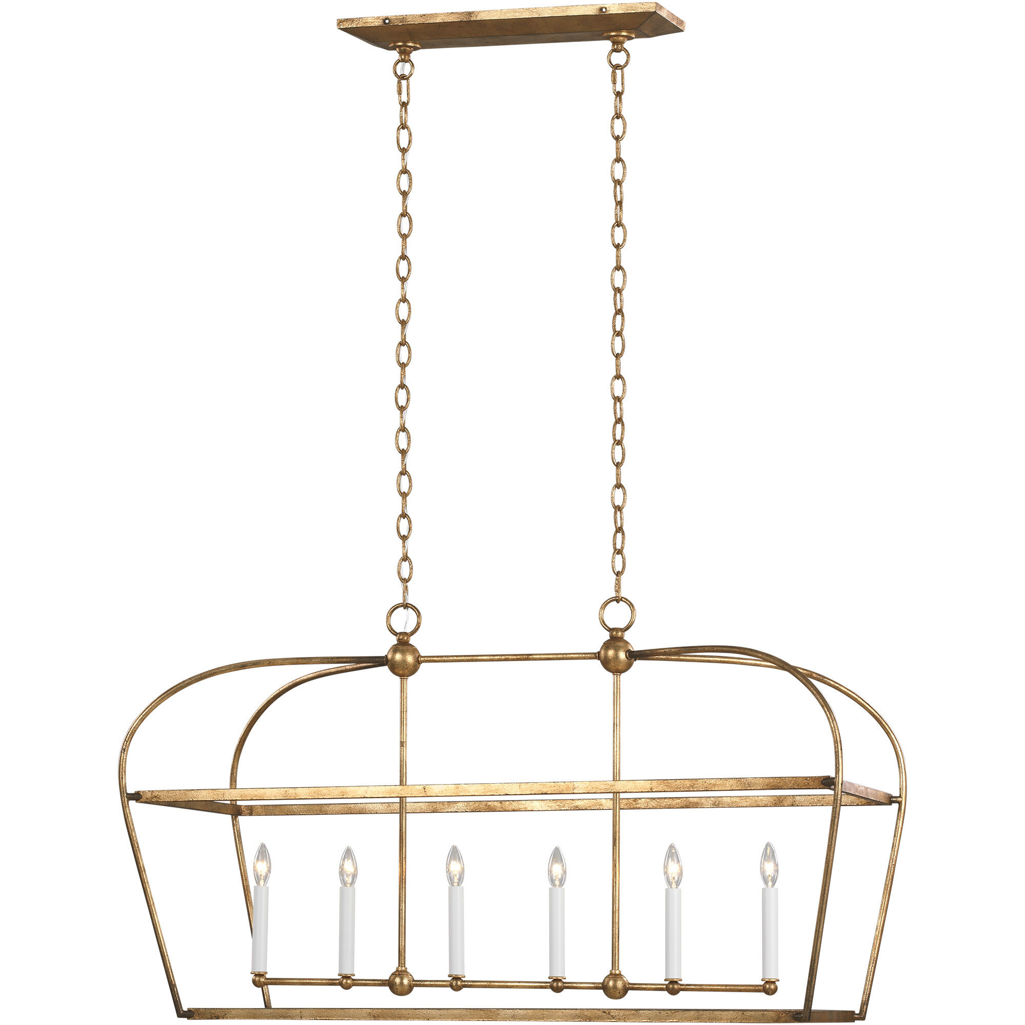 C&M by Chapman & Myers Stonington 6 Light 49.13 inch Antique Gild Linear Lantern Ceiling Light