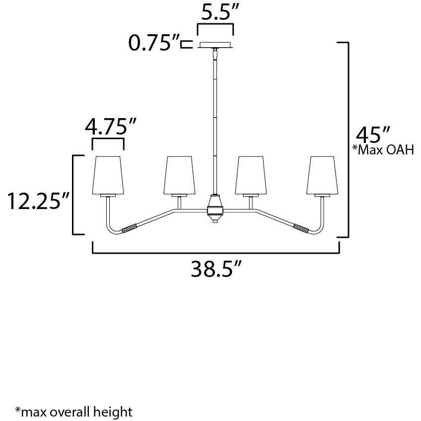 Durham 4 Light 38.5 inch Black Linear Pendant Ceiling Light