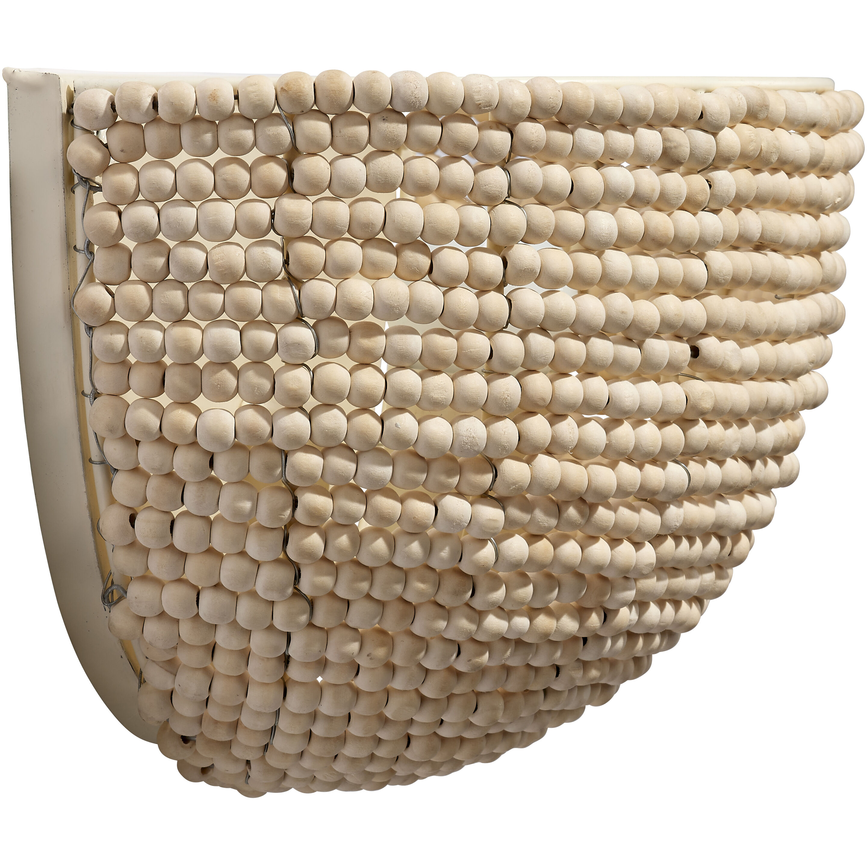 Barnacle 1 Light 12 inch Natural Wood Beads Demi Lune Sconce Wall Light