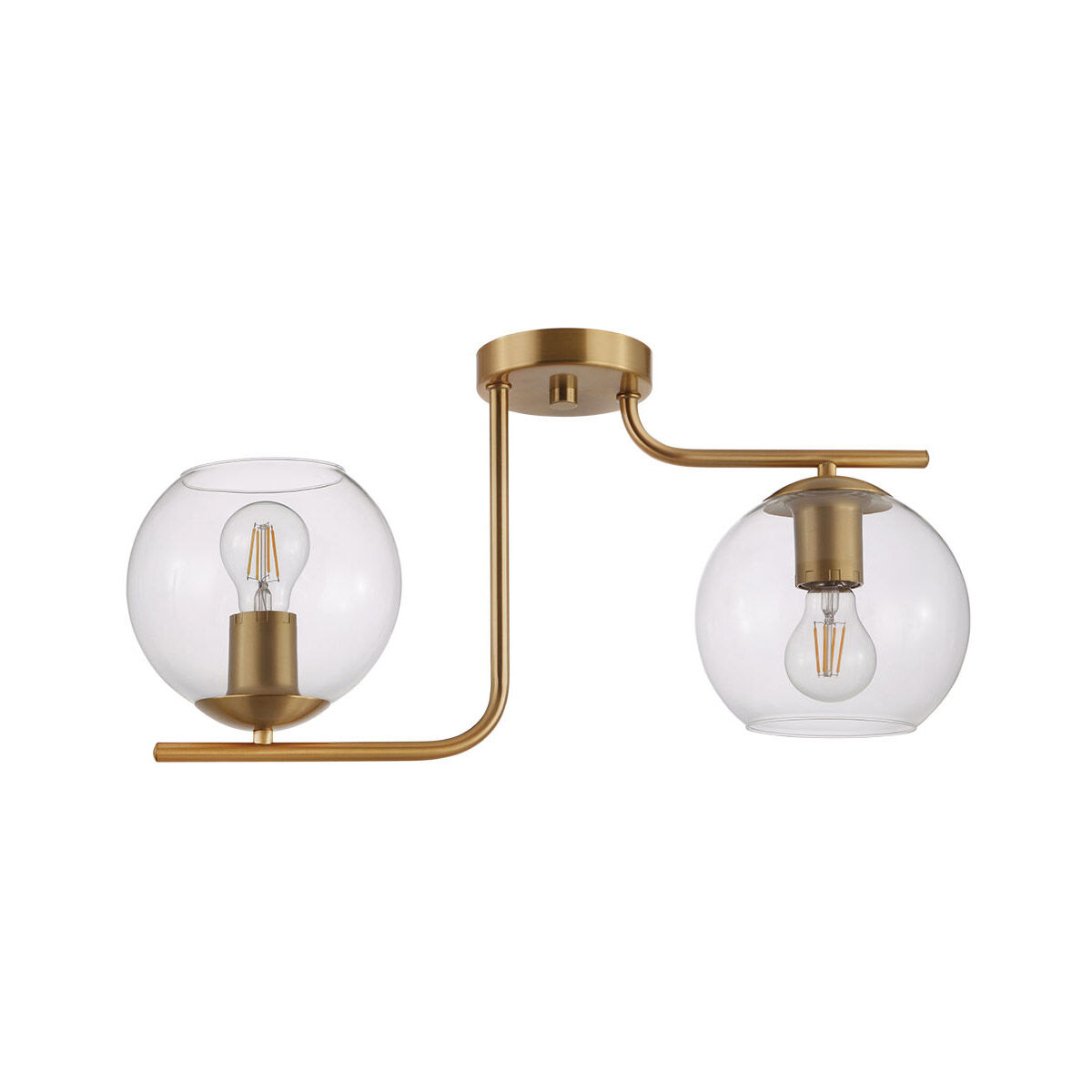 Marojales 2 Light 21.93 inch Brushed Gold Semi-Flush Mount Ceiling Light