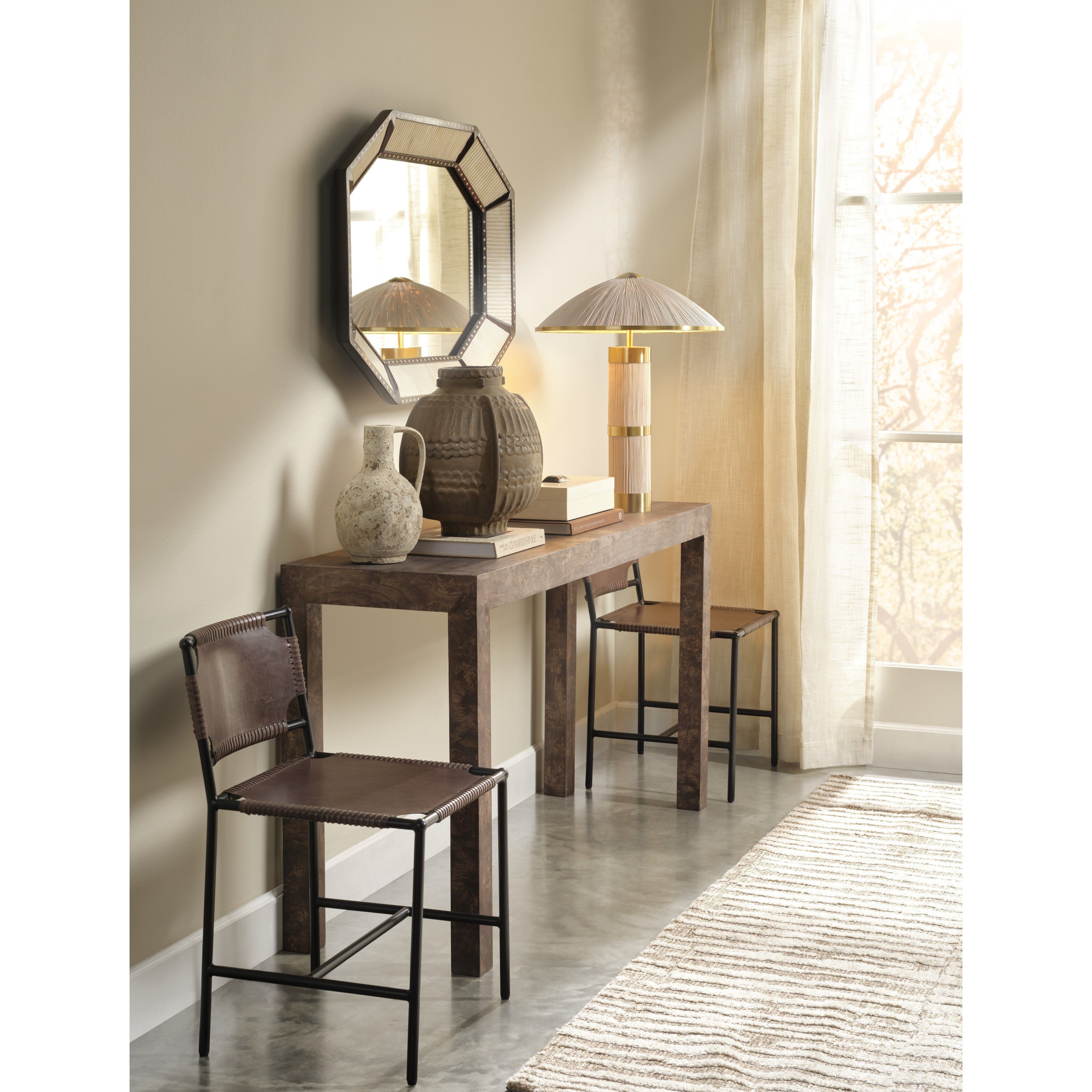 Seychelles 24 inch 60 watt White Washed Rattan and Polished Brass Table Lamp Portable Light, Inline