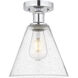 Edison Berkshire 1 Light 8 inch Brushed Satin Nickel Semi-Flush Mount Ceiling Light in Matte White Glass
