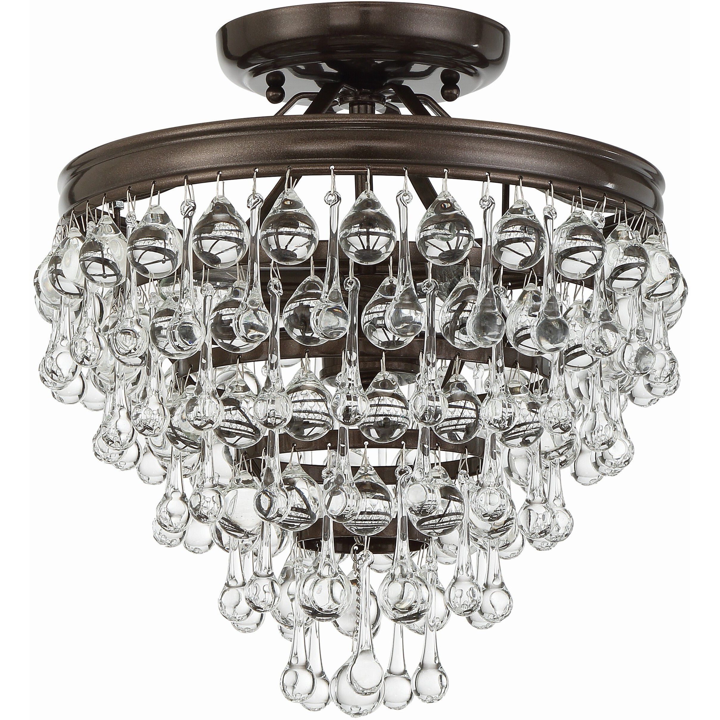 Calypso 3 Light 13 inch Vibrant Bronze Semi Flush Ceiling Light