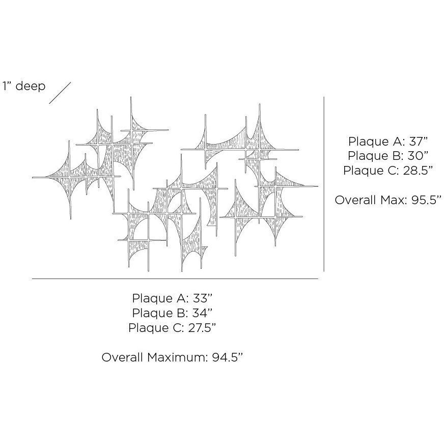 Freya Blackened Iron Wall Plaques, Set of 3