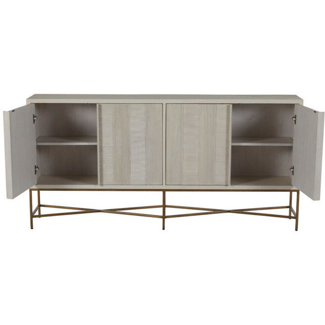 Carol Cerused White / Stained Brass Cabinet